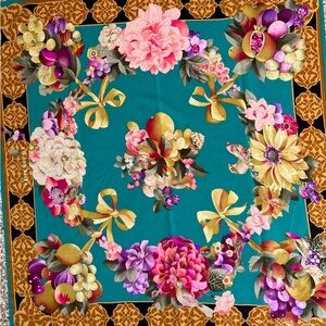Floral and Fruit Patterned Scarf